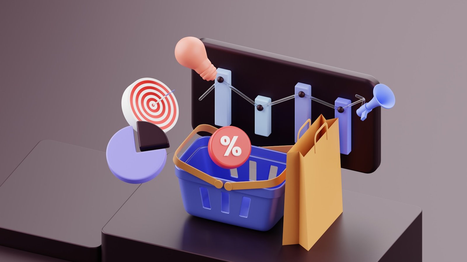crear un embudo de ventas, a basket with a target and a target in it