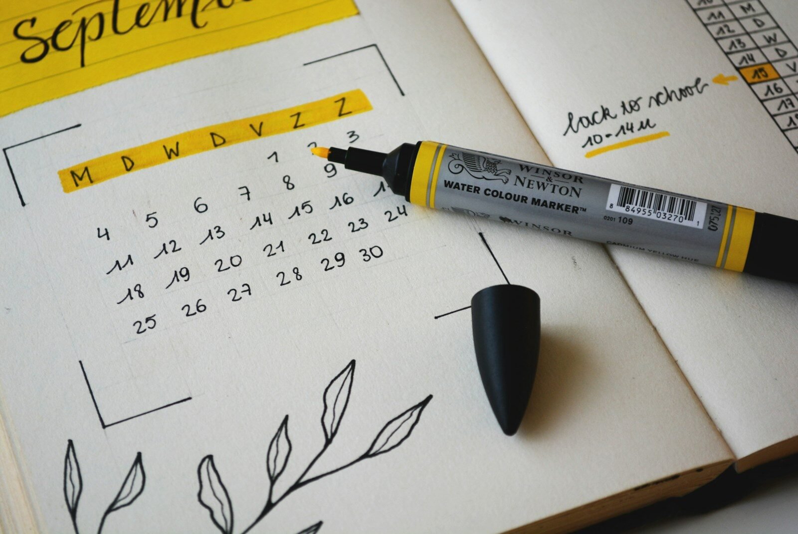 Bullet Journal, black marker on notebook