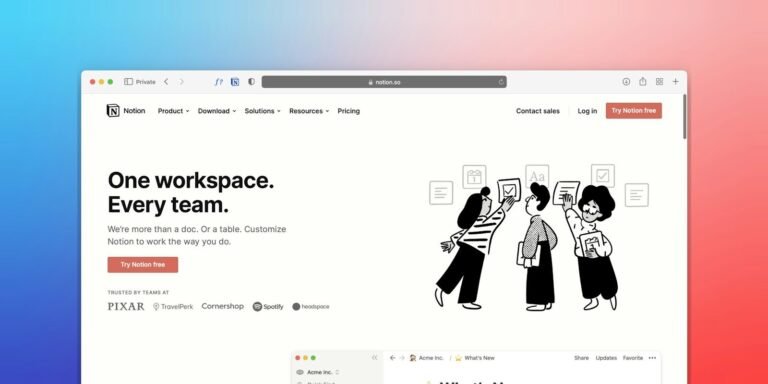 cómo usar Notion, a computer screen with a drawing of two people talking to each other