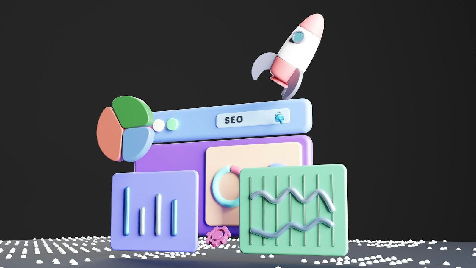 SEO para principiantes, a computer screen with a rocket on top of it